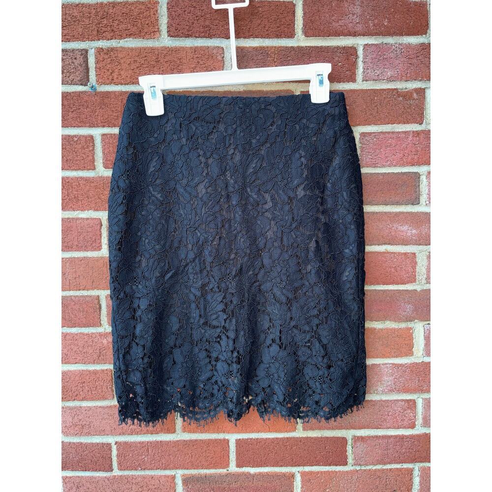 Banana Republic Lace Pencil Skirt Navy Blue Floral Midi Career Size 4 - Picture 5 of 5
